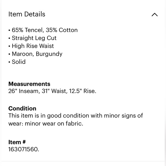 Company Collection - Maroon elastic waist pants size Large - Picture 4 of 4